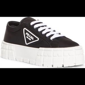 Prada Double Wheel Platform Sneaker Black size 9 (size 39). No box. Never used.